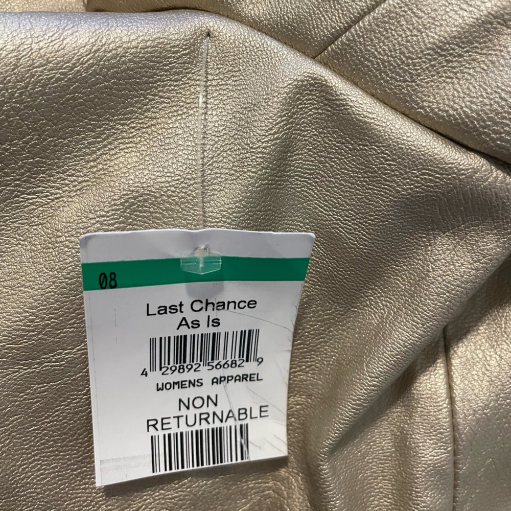NWT Halogen Faux Leather Suit - 1X Blazer & 14W Pants inseam 26" - Gold Metallic - Picture 5 of 12